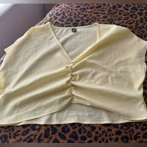 Yellow Ruched V-Neck Top